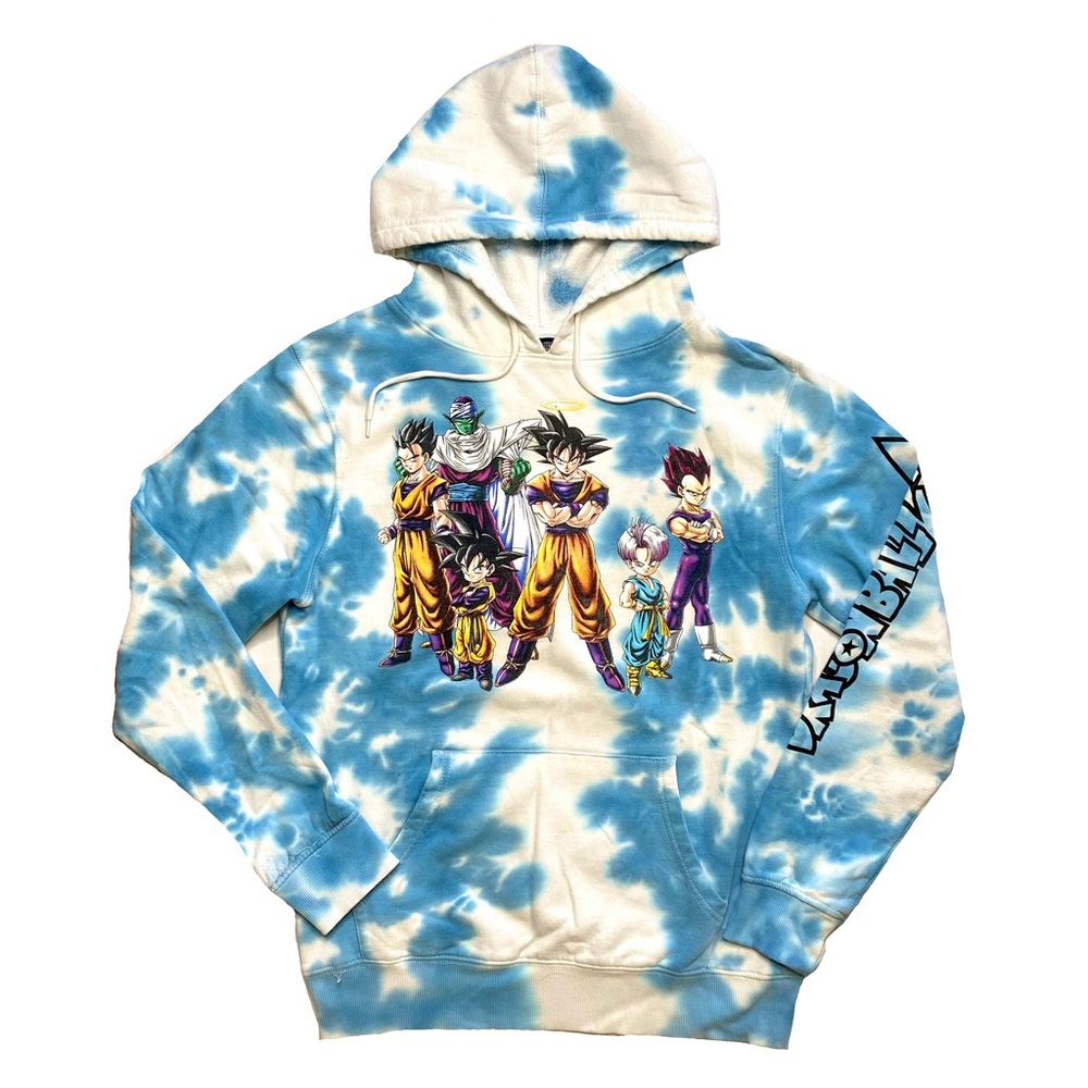 Dragonball Z Cast Tie Dye Sweater Blue/White Cotton Blend Hoodie